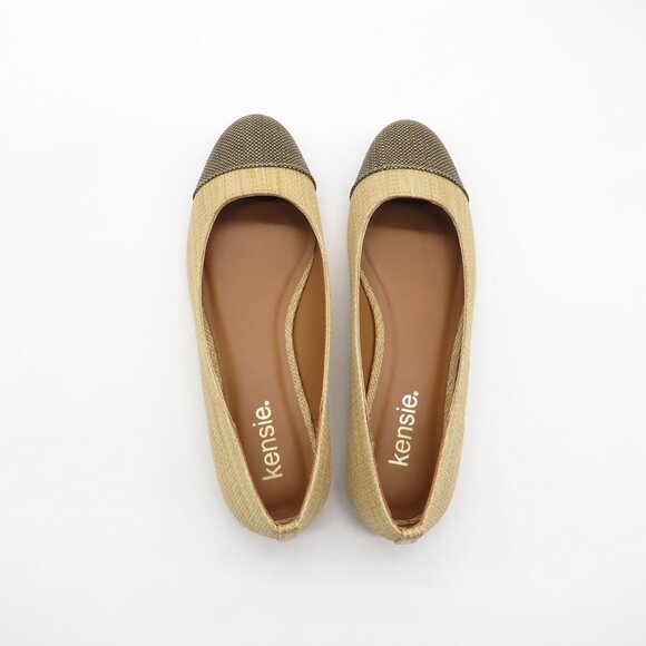 Kensie Women's Woven Flats Beige Brown Cap Toe Slip-On Casual Shoes Size 6.5 NEW - Picture 5 of 8